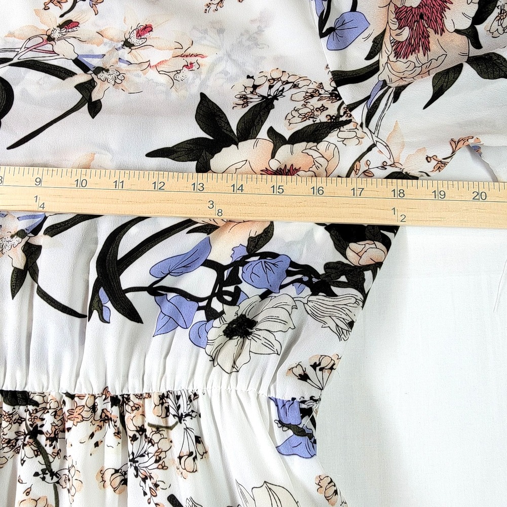 Shein Dress Womens Large White Floral Long Sleeve Maxi Flowy Boho Spring Elegant - Picture 10 of 13